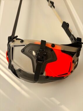 Unisex Innerraum Berlin industrial crossbody  Bag in Black and Bright Orange